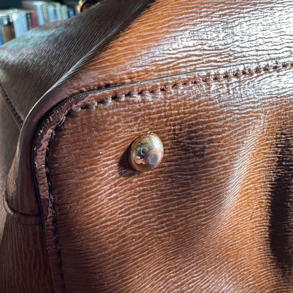 Lauren Ralph Lauren Tan Leather Satchel (significant flaws) - Picture 11 of 16